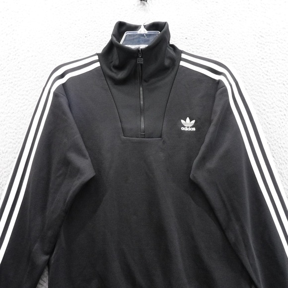 Adidas Originals Mens XS Funnel Neck Track Jacket 3 Stripes Black 1/4 Zip‎ NWT - Picture 3 of 13